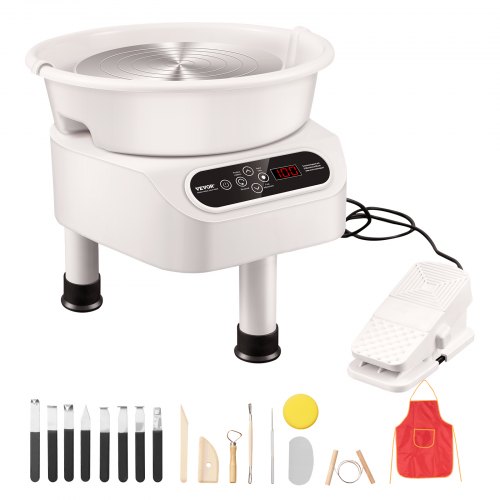 VEVOR Pottery Wheel 27.9 cm Ceramic Wheel Foot Pedal Touch Screen 450W 3 Legs White