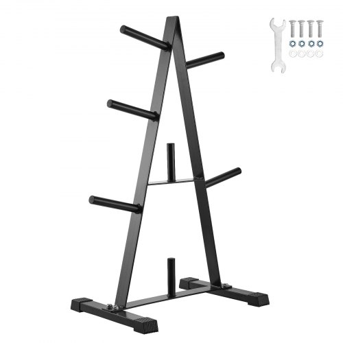 VEVOR Weight Plate Rack, A Frame Weight Plate Tree for 1-Inch Weight Plates, Standard Weight Plate Tree, 500 lbs Load Capacity Weight Storage Holder, Home Gym Barbell Rack Storage Stand, Black