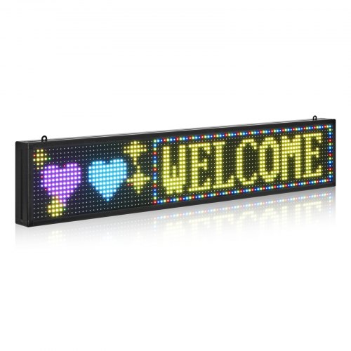 VEVOR Programmable LED Sign, P10 Full Color Flexible Digital Scrolling Panel, DIY Custom Text Pattern GIF Display Board, Bluetooth APP Control Message Shop Sign for Store Business Advertising, 40x8 in
