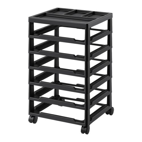 VEVOR Scrapbook Rolling Storage Cart, 6-Tier Large Capacity with Organizer Top, Black Frame with 4 Removable Wheels, PP Material Cart Only, Rolling Craft Storage for Office Arts and Crafts Supplies