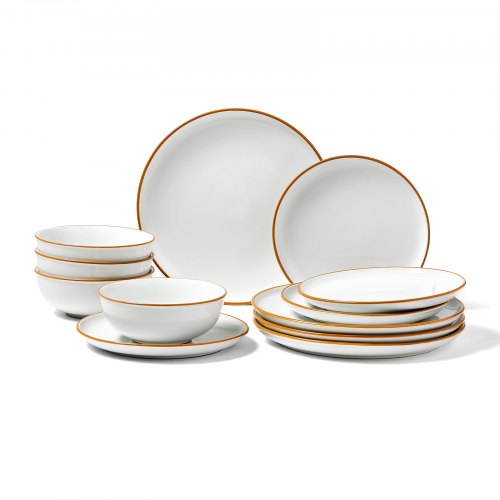 VEVOR Dinnerware Set, Service for 4 People, Round Plates and Bowls Sets, Scratch Resistant Ceramic Dinner Ware, Dishwasher and Microwave Suitable Kitchen Dishes, for Dessert Salad Soup Pasta, White