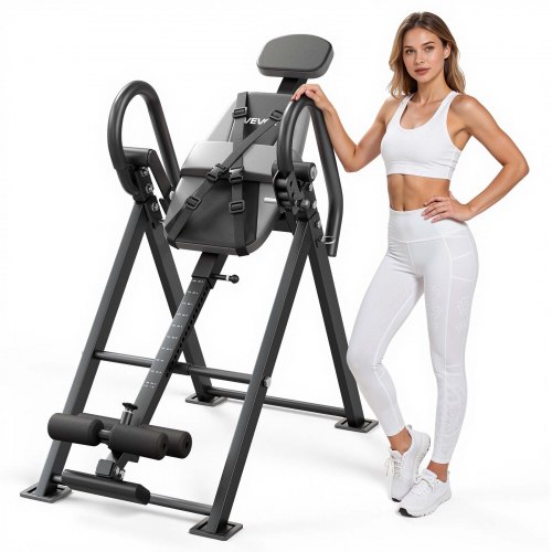 VEVOR Inversion Table, 136 kg Capacity Heavy Duty Back Inverter Stretcher, Inverted Table with Stable Structure, Dual-Roller Locking, Decompression Tables for Shoulders, Neck, Back, Knees