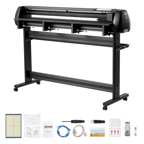 VEVOR Vinyl Cutter Machine, 1350 mm Max Feed Width, Dual Blades, Adjustable Force and Speed, LED Display, Vinyl Plotter Cutter Printer with Signmaster Software for Compatible with Windows and macOS