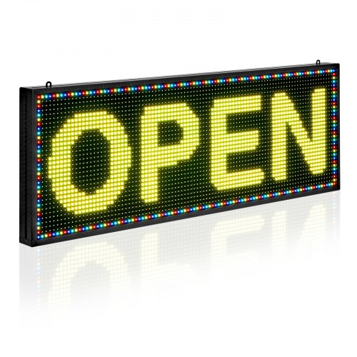 VEVOR Programmable LED Sign, P10 Full Color Flexible Digital Scrolling Panel, DIY Custom Text Pattern GIF Display Board, Bluetooth APP Control Message Shop Sign for Store Business Advertising, 40x14 in