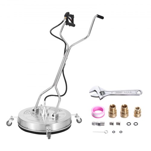 VEVOR 61 cm Pressure Washer Surface Cleaner w/ Handles & Wheels, Stainless Steel Concrete Cleaner 4000 Max PSI , 0.95 cm Connector & 0.63 cm Adapter Power Washer Floor Attachment,For Floor Driveway, Patio