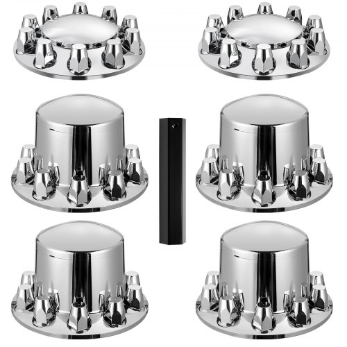 VEVOR Rear Front Axle Wheel Covers, Dome Axle Cover for Semi Truck, ABS Rust-Resistant Lug Nut Covers, Universal Fit, Installation Tool Included, 2 Front and 4 Rear Axle Hub Covers Combo Kit