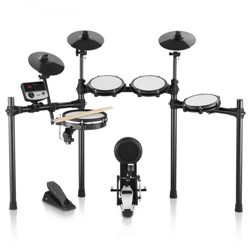 VEVOR Electric Drum Set, 32 Drum Kits & 480 Sounds Electronic Drum Kit, USB MIDI Supported 10 in Quiet Mesh Snare Electric Drum Set with 10 in Cymbals Drum Sticks & Pedals, for Beginners & Adults