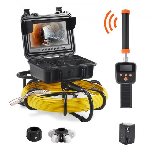 VEVOR Sewer Camera Pipe Inspection Camera w/ 512hz Sonde 22.9 cm 720p Screen 50.3m