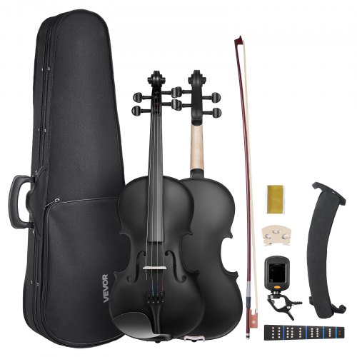 VEVOR Violin 355mm Size 4/4 Fiddle Set Solidwood for Beginner with Case Rosin Black
