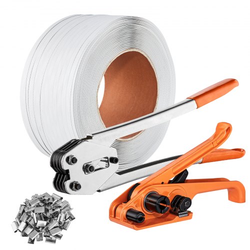 VEVOR Banding Strapping Kit with Strapping Tensioner Tool, Banding Sealer Tool, 100 m Length PP Band, 100 Metal Seals, Pallet Packaging Strapping Banding Kit, Banding Packaging Strapping for Packing