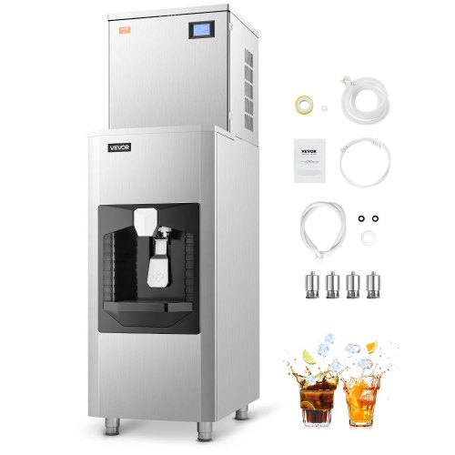 VEVOR Commercial Ice Maker, 440 Lbs/Day Ice Maker Machine, 180 Lbs Large Ice Storage Bin with 20 Lbs/Min Automatic Ice Dispensing, Self-Cleaning Ice Machine with Touchscreen for Bar, Cafe, Restaurant