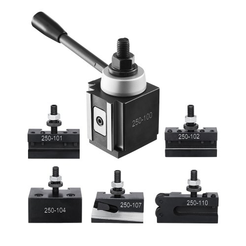 VEVOR Quick Change Tool Post Set, 6 Pcs, Includes Lathe Tool Holders, Wedge Type Tool Post with Turning Tool Holder Accessories, Fit for Mini Lathe & Metal Lathe 6"-12" Swing, Durable Steel Material