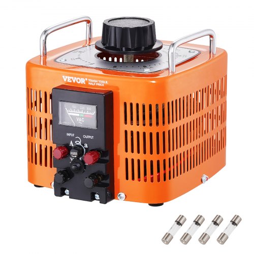 VEVOR 3000VA Auto Variable Voltage Transformer, 10 Amp, 230V Input 0-300V Output AC Voltage Regulator Power Supply, with 4 Extra Fuses Thermal Control Switch for Home Industrial Office, CE-Certified