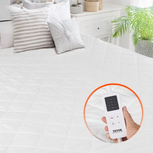 VEVOR Heated Mattress Pad, 150 x 80 cm, Electric Bed Warmer with 4 Heat Settings Control, 12-Hour Timer, 8-Hour Auto Off,Deep All Around Elastic Pocket Brushed Fabric Electric Mattress Sheets