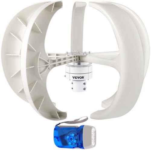 VEVOR Wind Turbine 600W 12V Wind Turbine Generator White Lantern Vertical Wind Generator 5 Leaves Wind Turbine Kit with Controller No Pole