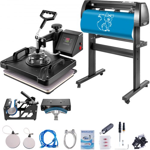 VEVOR 5 In 1 Heat Press 30.5 x 38.1 cm Vinyl Cutter Plotter 71.1 cm Software Sublimation