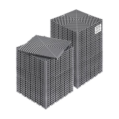 VEVOR Interlocking Drainage Mat, 12” x 12” Modular Interlocking Cushion, 55 Pcs Splicing Drainage Mats, Non-Slip Gray PP Drainage Floor Tile and Shower Mat, for Garage, Garden, Kitchen & Outdoor
