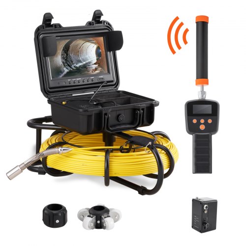VEVOR Sewer Camera Pipe Inspection Camera w/ 512hz Sonde 22.9 cm 720p Screen 91.4m