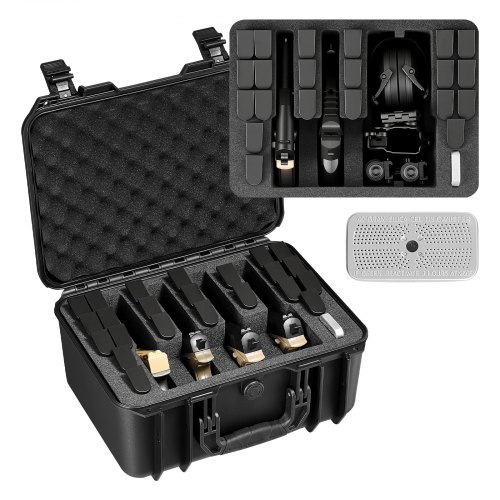 VEVOR Hard Pistol Case, Heavy Duty Hard Gun Case with XPE Foam Lining, Waterproof Pistol Storage Box with Customizable Interior & Handle for Gun, Lenses, Camera, Gear, TSA Compliant, 404x319x192 mm