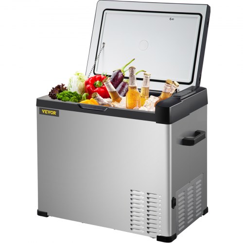 VEVOR Car Refrigerator, 53 Qt, 12v Portable Freezer with Single Zone, 12/24V DC & 110-240V AC Electric Compressor Cooler with -4℉-68℉ Cooling Range, for Car Truck Vehicle RV Boat Outdoor & Home use