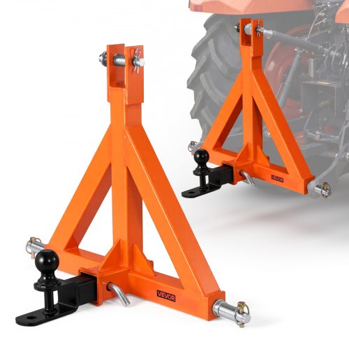 VEVOR 3 Point Trailer Hitch with 50.8mm Receiver, 3 Pt Quick Hitch Attachment with Trailer Ball, Tractor Tow Drawbar Adapter for Category 1, Kubota, Mahindra, Ford, Yanmar, John Deere, Massey Ferguson