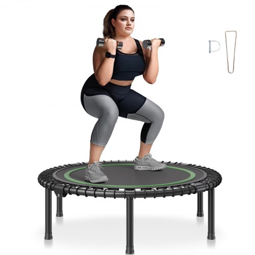 VEVOR Foldable Mini Trampoline, 40 Inch Fitness Rebounder, Max Load 330 lbs Exercise Trampoline, Stable & Quiet Indoor Small Workout Trampoline, Mini Trampoline for Adults Indoor/Garden Workout