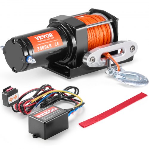 VEVOR Electric Winch ATV UTV 1587.6 kg Synthetic Rope Waterproof Wired Control