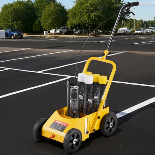VEVOR Striping Line Marking Machine, 610 x 330 x 900 mm, 4-Wheel, Heavy Duty Striping Line Machine with 56-102 mm Adjustable Width, Make Clear Edge Line for Roads, Parking Lots, Sports Field, Yellow