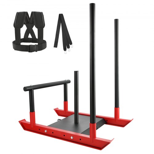 VEVOR Weight Training Sled, Pull Push Power Sled with Handle, Fitness Strength Resistance Training, Steel Workout Equipment for Athletic Exercise & Speed Improvement, Fit for 2.5 cm & 5 cm Weight Plate