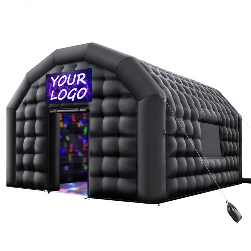 VEVOR Inflatable Nightclub, 6 x 5 x 3.66 m Inflatable Party Tent with 680W Blower & Sandbag, Ventilated Blow up Night Club with 2 Windows, Air Cube House for Event Birthday Wedding Party