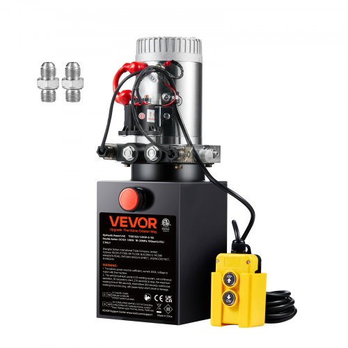 VEVOR Hydraulic Pump, 10 Quart Hydraulic Power Unit, Double Acting Dump Trailer Pump, 0.91 GPM Flow Rate, 3200 PSI Max Relief Pressure, DC 12V Hydraulic Pump for Dump Trailer Car Lifting