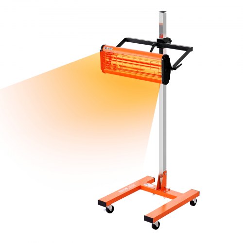 VEVOR Infrared Curing Lamp, 1500W 1-60 min Timing, Auto Heating Car Curing Light with Bracket, 3.44 sq.ft Baking Area Spray Baking Booth Heaters, Paint Dryer for On-Site Repair, Engine Drying