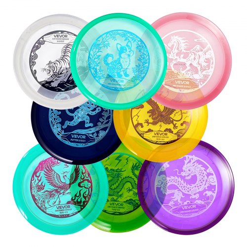 VEVOR Disc Golf Set, 8 Pack Disc Golf Starter Set, Beginners Flying Discs for Full-Body Strength Training, with Putter, Mid-Range, Driver, PDGA Approved, for Outdoor Backyard, Lawn, Beach, and Park