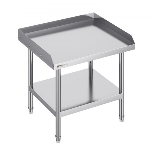 VEVOR Stainless Steel Work Table, 24 x 28 x 26 Inch Commercial Food Prep Worktable, 3-Sided Backsplash Heavy Duty Prep Worktable, Metal Work Table with Adjustable Height for Restaurant Home Hotel