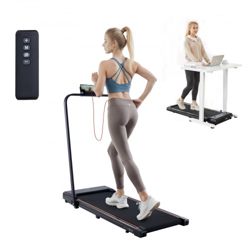 VEVOR Walking Pad, Under Desk Treadmill for Home Office, Working Walking Running Machine, 265 Lbs Capacity Folding Treadmill, 2.5HP 2 in 1 Portable Pad with Handle Bar, Remote Control and LED Display