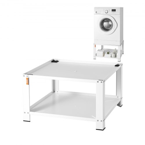 VEVOR Laundry Pedestal with Storage Shelf, 711Lx711Wx406H mm, Washer And Dryer Base Stand Platform Universal Fit 299kg Capacity, Heavy Duty Steel Multi-Functional Base for Washing Machine