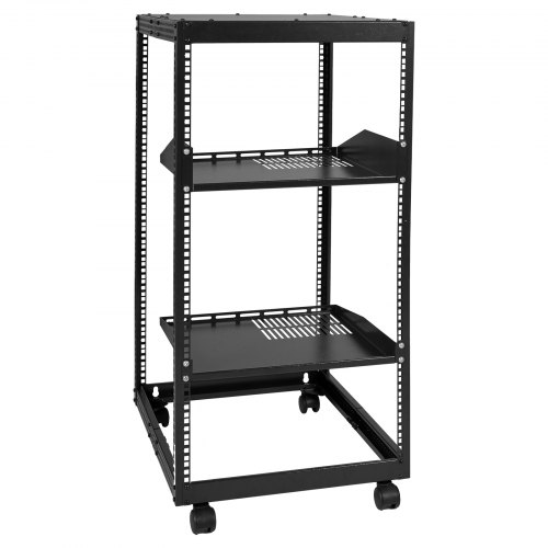VEVOR 20U Open Frame Server Rack, 58.5-101.6cm/223-40 in Adjustable Depth, Free Standing or Wall Mount Network Server Rack, 4 Post AV Rack with Casters, Holds All Your Networking IT Equipment AV Gear Router Modem