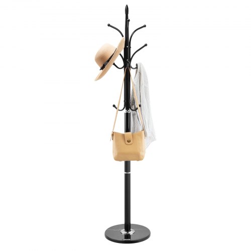 VEVOR Coat Rack Freestanding, Coats Tree Stand with Stable Marble Base & 6 Hooks, Free Standing Hall Coat Rack for Entryway, Bedroom, Office, Living Room, Modern Clothes Hanger for Coats, Hats, Bags