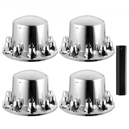 VEVOR Rear Axle Wheel Covers, Dome Axle Cover for Semi Truck, ABS Electroplate Rust-Resistant Lug Nut Covers, Universal Fit, Installation Tool Included, Complete Axle Cover Combo Kit