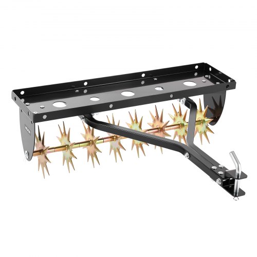 VEVOR Tow Behind Plug Aerator, 32 in Lawn Spike Aerator with Universal Hitch, Heavy Duty & Rust-Resistant, Pull Behind Spike Aerator Tool with Folded Edge Tray, for Farmland & Garden Tractors
