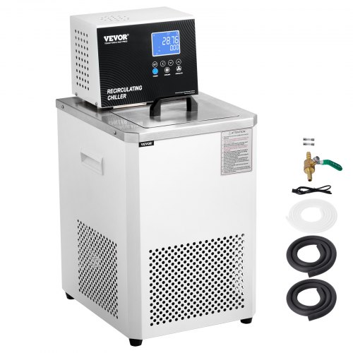 VEVOR Laboratory Chiller Circulator, 6L Chiller Lab Low Temperature Cooling Liquid, -4°F-212°F Circulator Pump Chiller, LCD Display, 304 Stainless Steel Water Bath Recirculating Water Cooling Chiller
