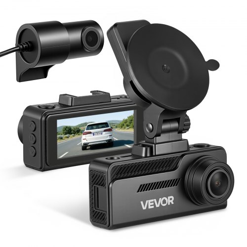 VEVOR Dash Cam Front and Rear, 4K+1080P, 32 GB Card Included, Dual Channel Dash Camera for Cars with Built-in GPS, G-Sensor, Front 129° & Rear 125°, 80.8 mm Large Screen, Loop Recording, Parking Mode
