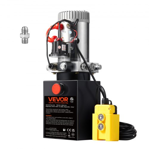 VEVOR Hydraulic Pump 8 Quart/7.6 L Single Acting Dump Trailer Pump Power Unit DC 12V