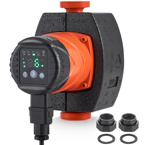 VEVOR LPS25-6BP-180 Hot Water Recirculating Pump, 220V, 45W 60 L/min High Efficiency Circulator Pump, EMC Automatic Water Circulation Pump 38 mm(1.5") Threaded NPT Circulator Pump for Water Heater System