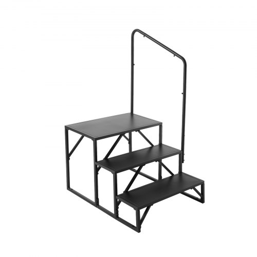 VEVOR RV Steps, 3-Step RV Stairs, 440 LBS/199.6 kg Load Capacity, Thickened Carbon Steel, With Handrail, Non-Slip Steps for Safe Entry and Exit, Suit for RV, Trailer, Camper Steps
