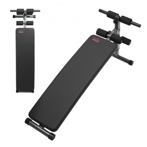 VEVOR Sit Up Bench, Folding Curved Decline Ab Bench, with 5 Adjustable Height Settings, Heavy-Duty Steel, Non-Slip Design, 226 Kg Capacity for Home Gym Workouts, Strength Training, Full Body Muscles
