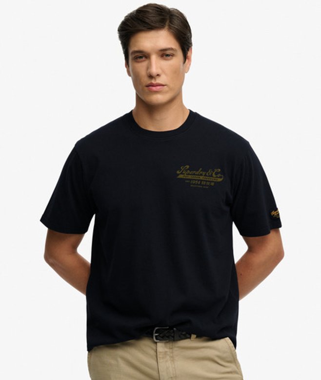 Superdry Herren Heritage Biker Loose T-shirt Black - Größe: Xxxl