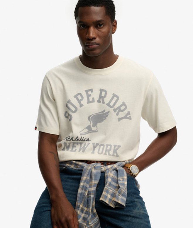 Superdry Herren Athletic Essentials T-shirt in Lockerer Passform White - Größe: Xxxl