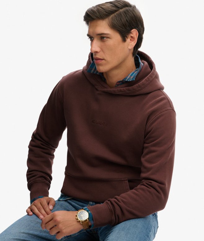 Superdry Herren Micro Logo Hoodie Brown - Größe: S