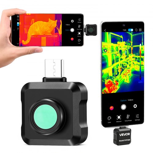 VEVOR Thermal Imaging Camera for Android, 320 x 240 TISR Super Resolution, 25HZ Refresh Rate Infrared Thermal Imager for Smartphone Tablet, 160 x 120 IR Resolution, -20°C to 550°C & 15 Color Palettes